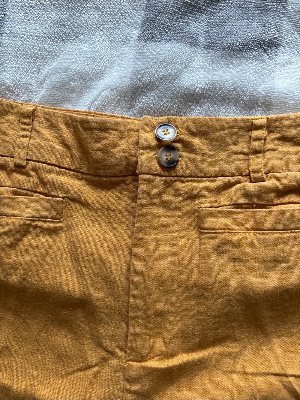 Women's Mustard Linen Blend Blazer and pants suit modcloth set 6 medium - Picture 5 of 6